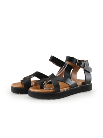Manfield Sandalen Zwart 337258
 Maat 36
 