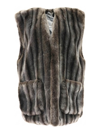 Vintagefurmania Vest Bruin 609589
 Maat 42
 